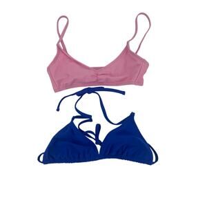Xhilaration Juniors XS Blue Pink Lot of 2 Bikini Top Swimsuit Bralette Set